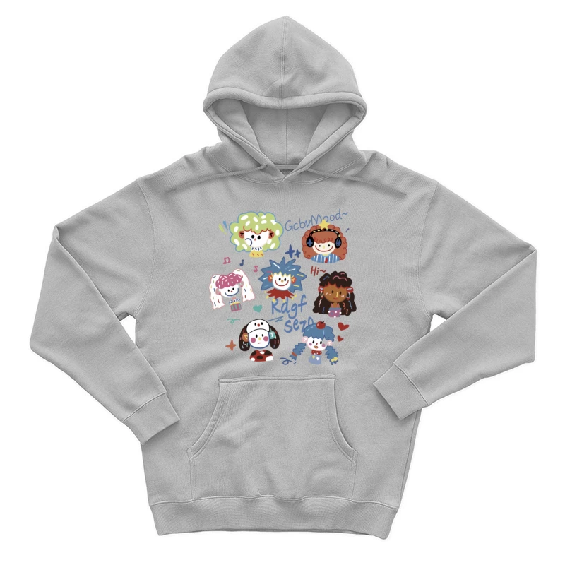 Bunte Cartoon-Gesichter Herren Pullover Hoodie
