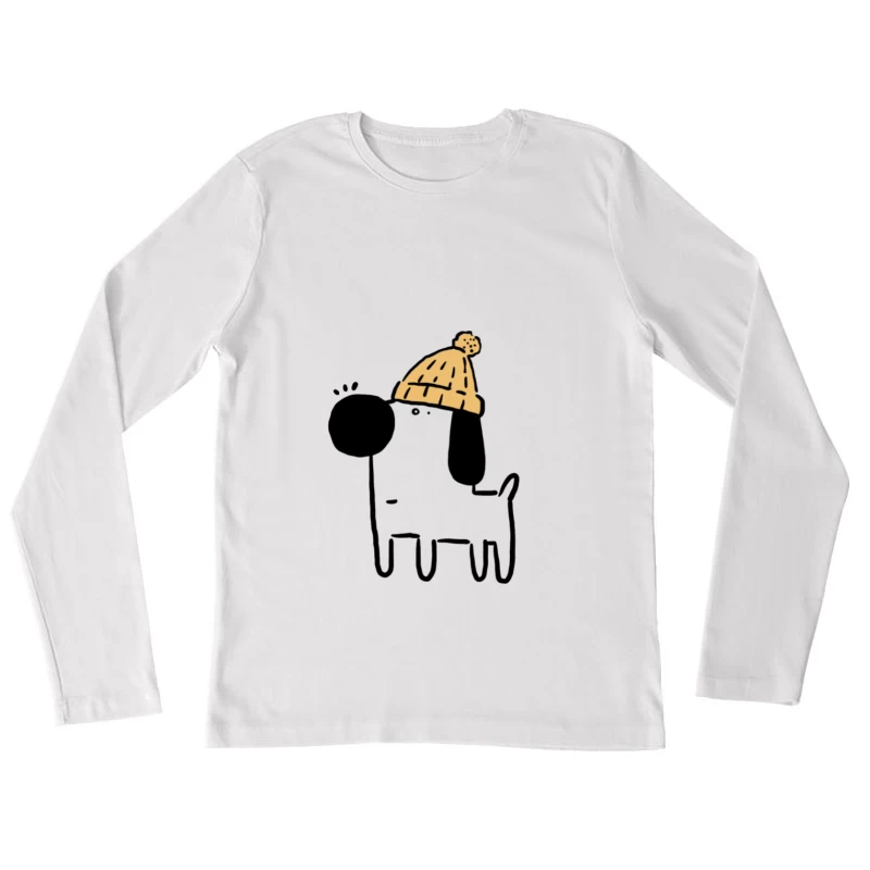 Hund mit Mütze Illustration Damen Langarm T-Shirt