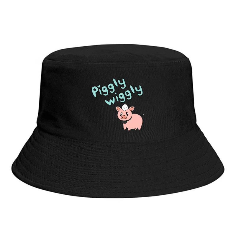 Cute Cartoon Pig with "Piggly Wiggly" Text Bucket Hat