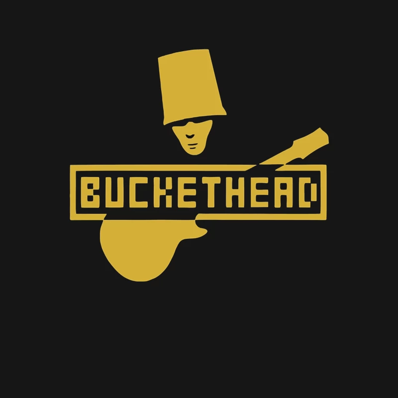 Gold Buckethead Guitar Player Logo Design Male T-Shirt