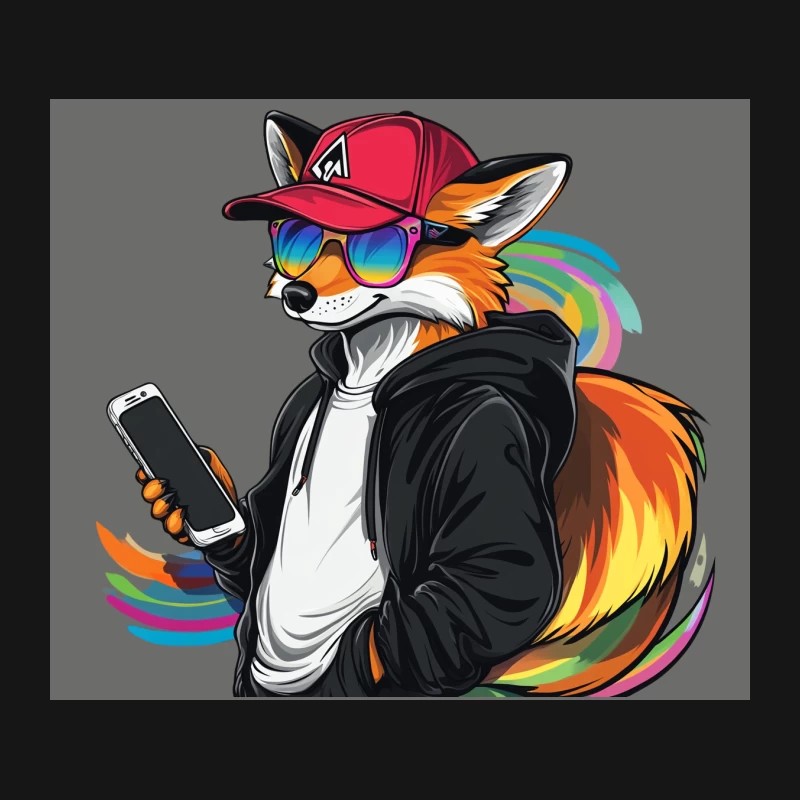 Cool Urban Fox with Sunglasses and Smartphone in Hoodie Mouse Pad