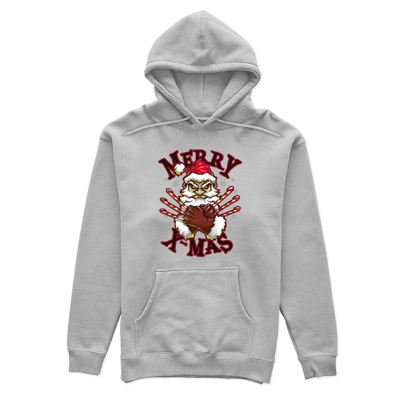 Muscle Santa: Merry X-Mas with Attitude Female Pullover Hoodie