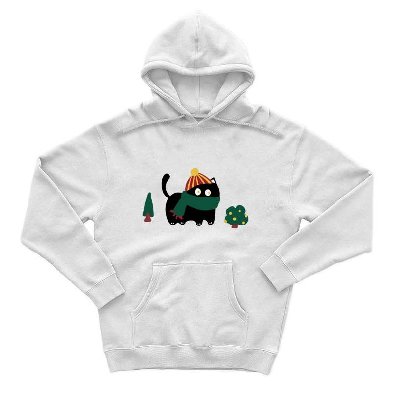 Schwarze Katze im Winterkleid Herren Pullover Hoodie