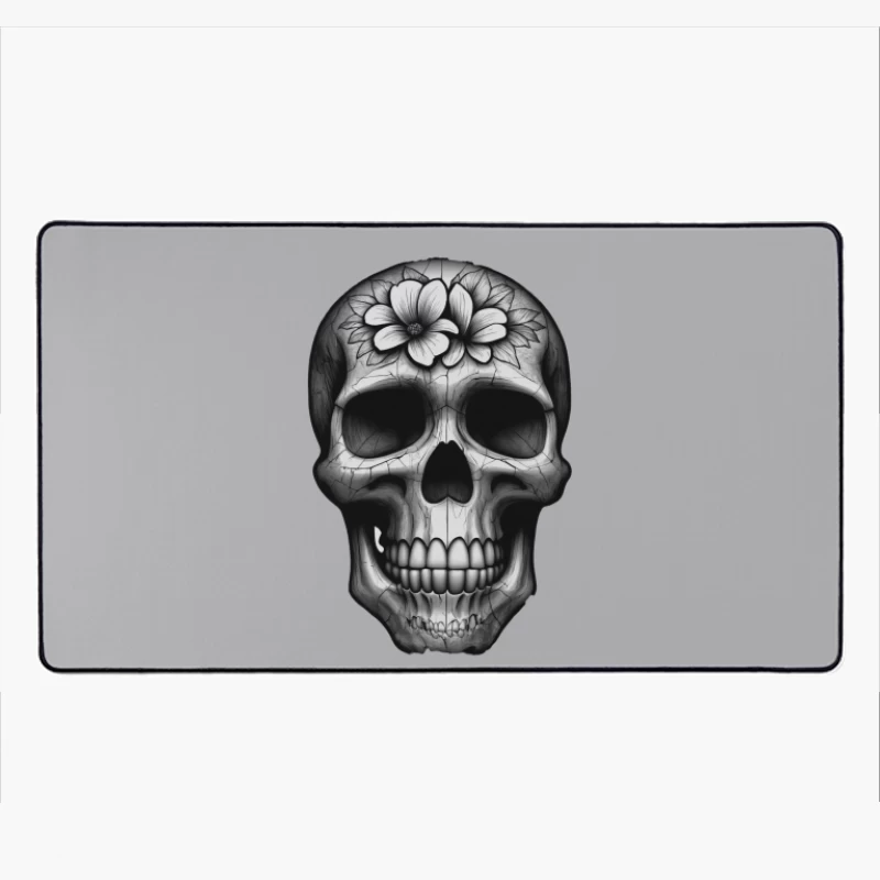 Floral Skull Illustration Desk Mat