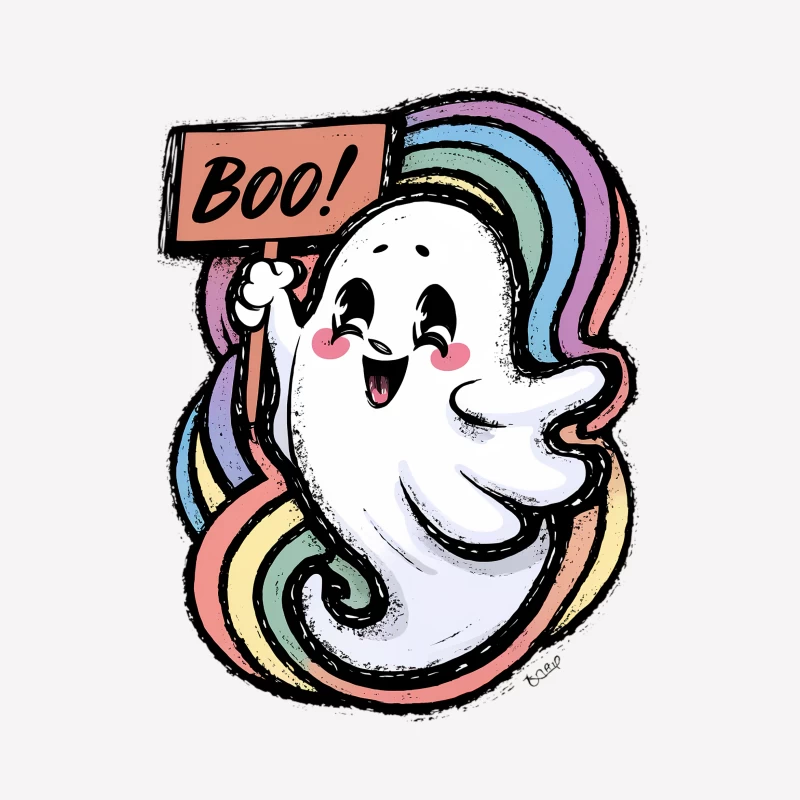 Dessin animé de fantôme joyeux pour Halloween Femme T-Shirt