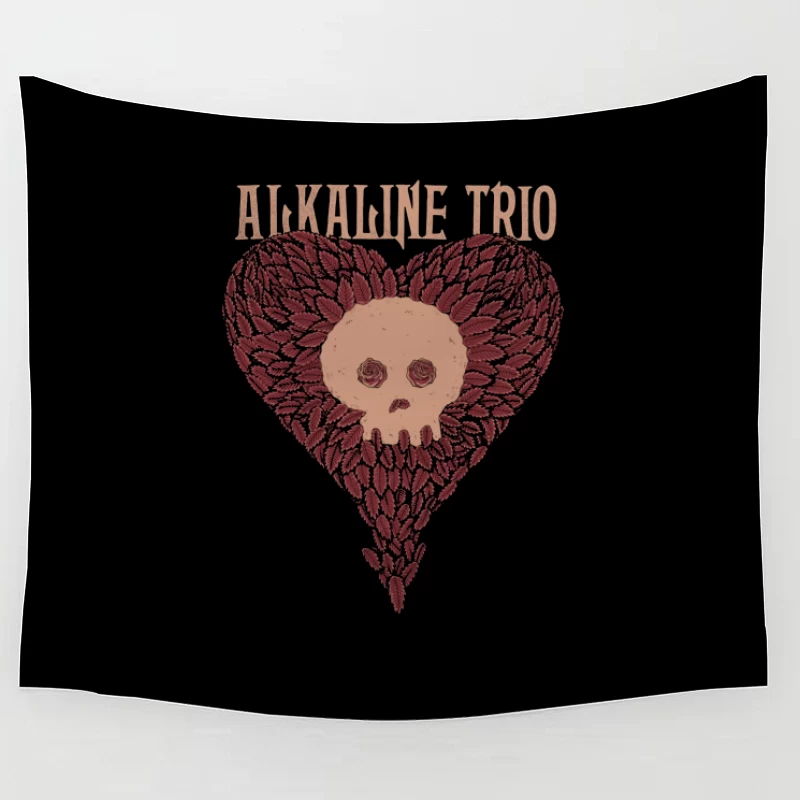 Alkaline Trio Gothic Heart Skull Logo Design Tapestry