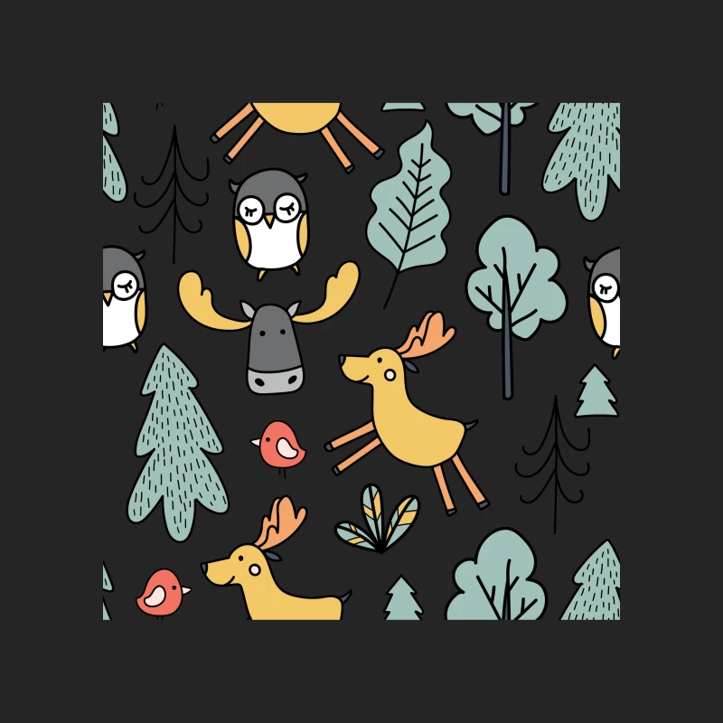 Animaux de la Forêt avec Hiboux et Rennes Homme Sweat-shirt à enfiler