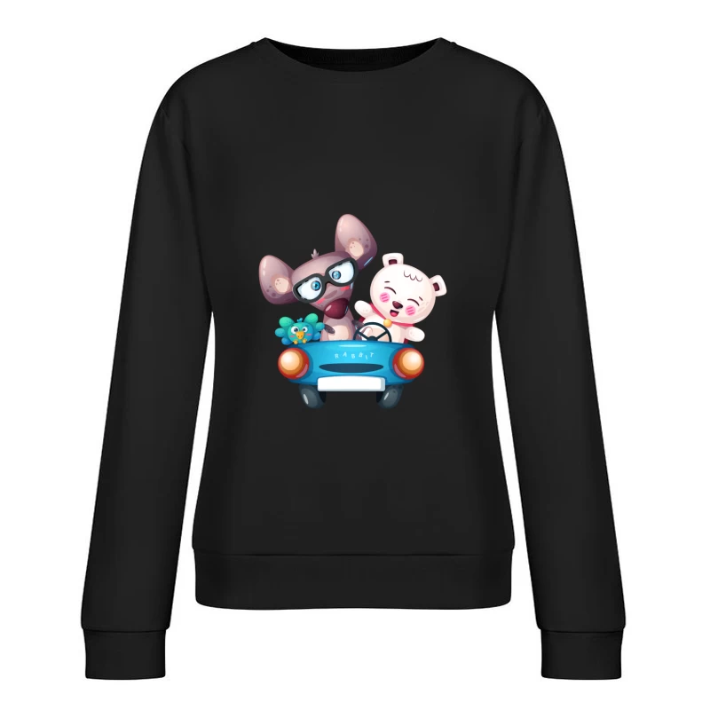 Animaux joyeux en voiture Femme Sweat-shirt à enfiler