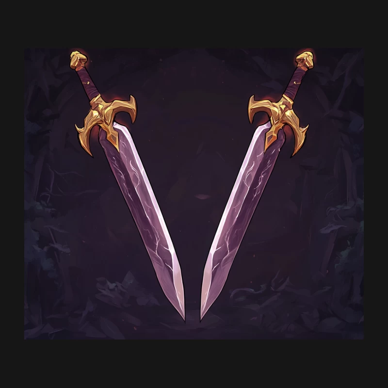 Mystical Dual Swords with Ornate Golden Hilts Mouse Pad