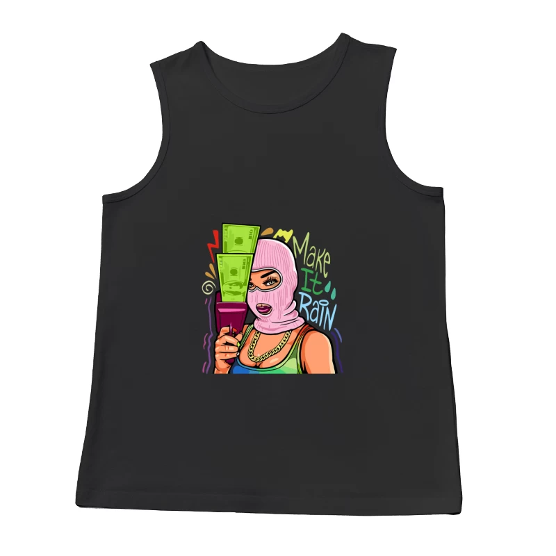 Frau mit Skimaske und Geld, Kunstdesign Herren Tanktops
