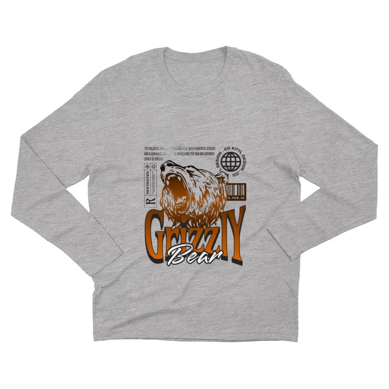 Design graphique d'un ours Grizzly Homme Manches Longues T-Shirt