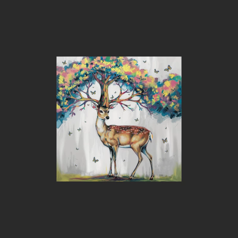 Surreal Deer with Colorful Tree Antlers and Butterflies Baseball Cap