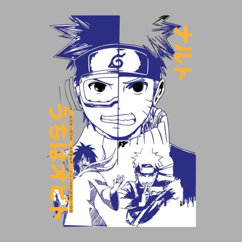 Naruto Doppelporträt Illustrationsdesign Herren Tanktops
