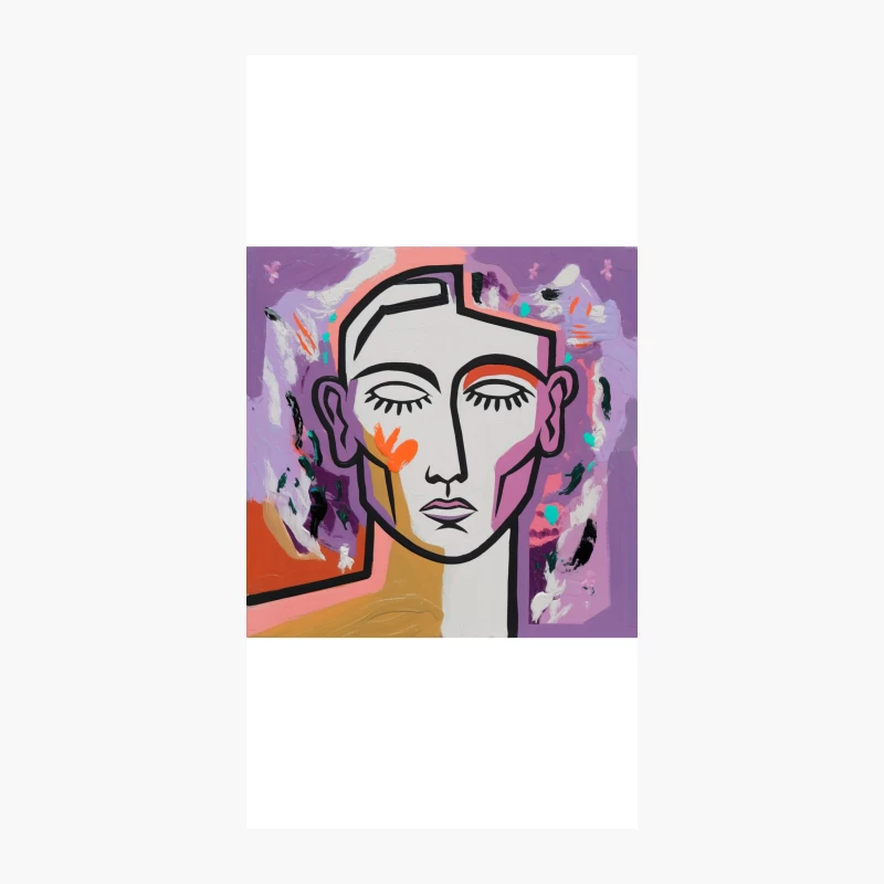 Vibrant Cubist Portrait with Closed Eyes iPhone Case