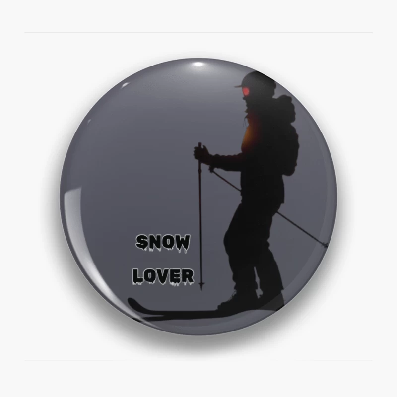 Silhouette of Snow Lover Skiing Pin