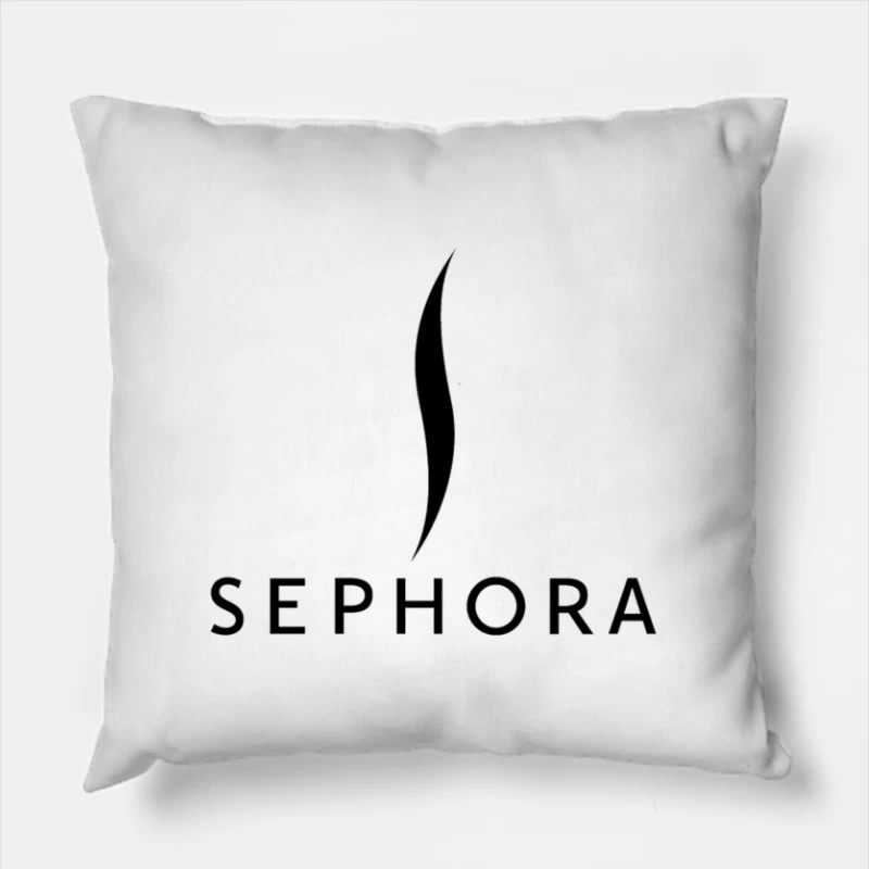 Sephora Black and White Minimalist Beauty Retailer Logo Throw Pillow