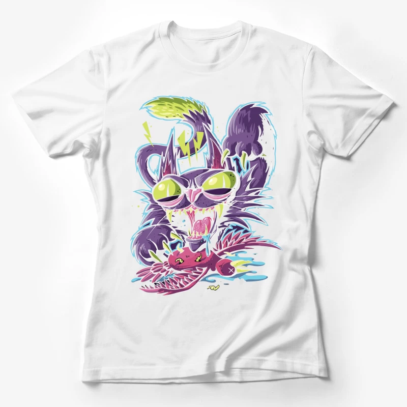 Angry Cartoon Cat Illustration Female T-Shirt