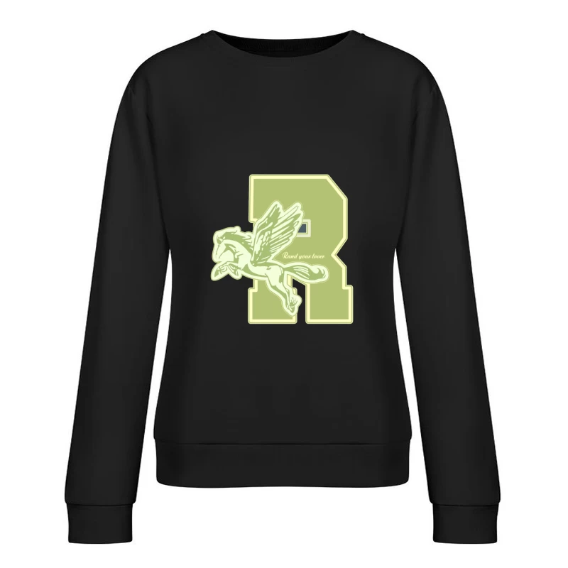 Pegasus-Design mit Buchstabe R Damen Pullover Sweatshirt