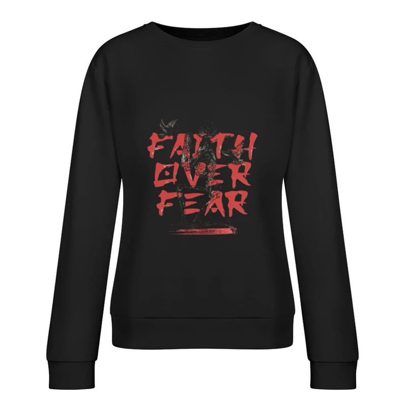 Glaube über Angst Design mit Skelett Damen Pullover Sweatshirt