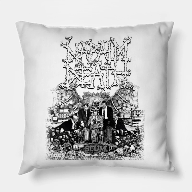 Napalm Death Scum Black White Throw Pillow