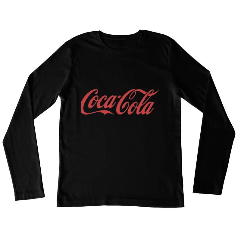 Classic Red Coca-Cola Cursive Logo Female Long Sleeve T-Shirt