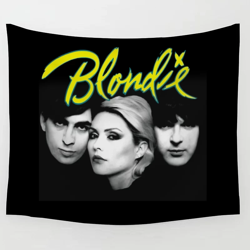 Iconic Black and White Portrait of New Wave Band Blondie Tapestry