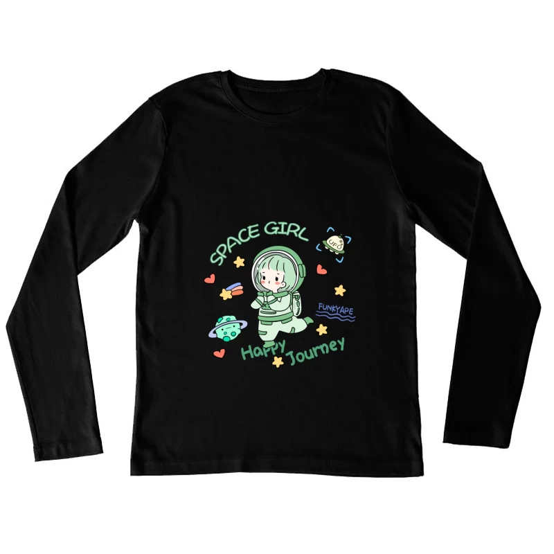 Fröhliche Reise mit Weltraummädchen Damen Langarm T-Shirt