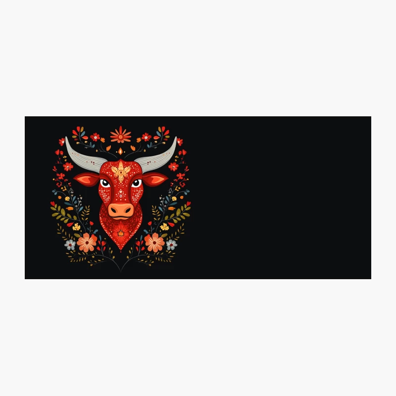Vibrant Folk Art Bull with Floral Symmetry Coffee Mug