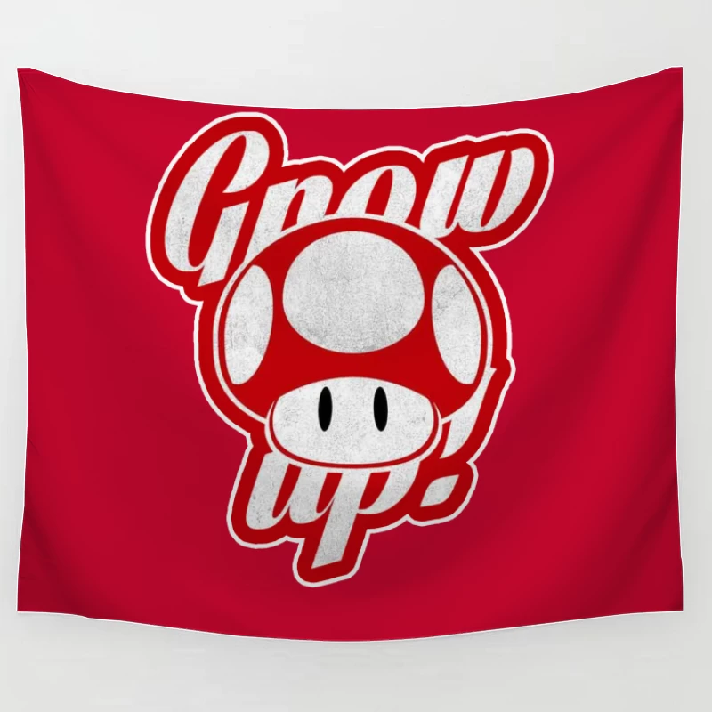 Retro Nintendo Super Mario Mushroom "Grow Up" Design Tapestry