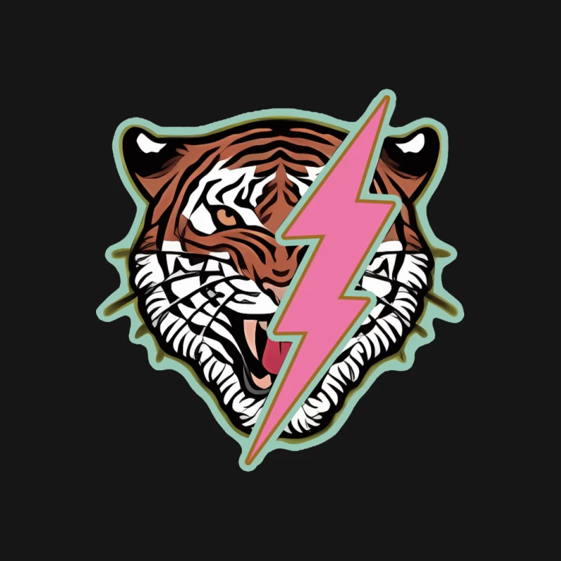 Tigerkopf mit Blitz Herren T-Shirt