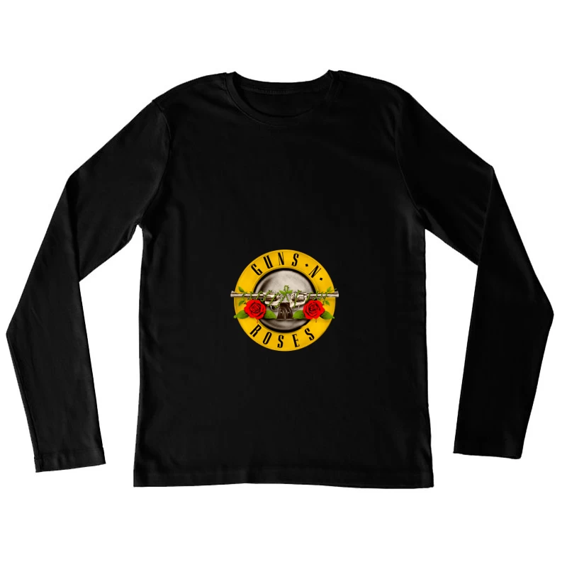 Guns N' Roses Classic Rock Band Logo with Pistols and Roses Female Long Sleeve T-Shirt