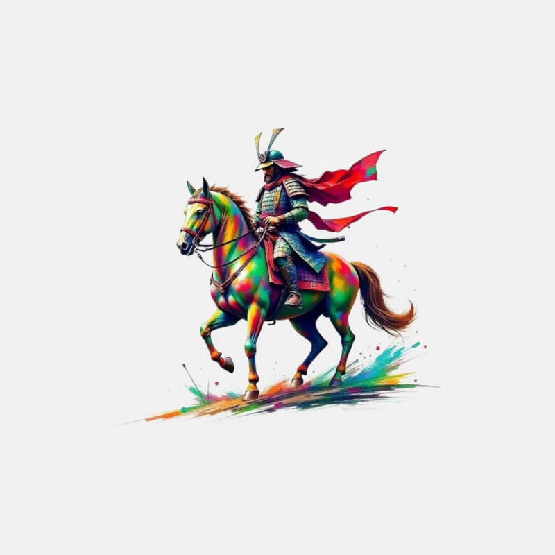 Colorful Samurai Warrior on Horse Male Tank Top