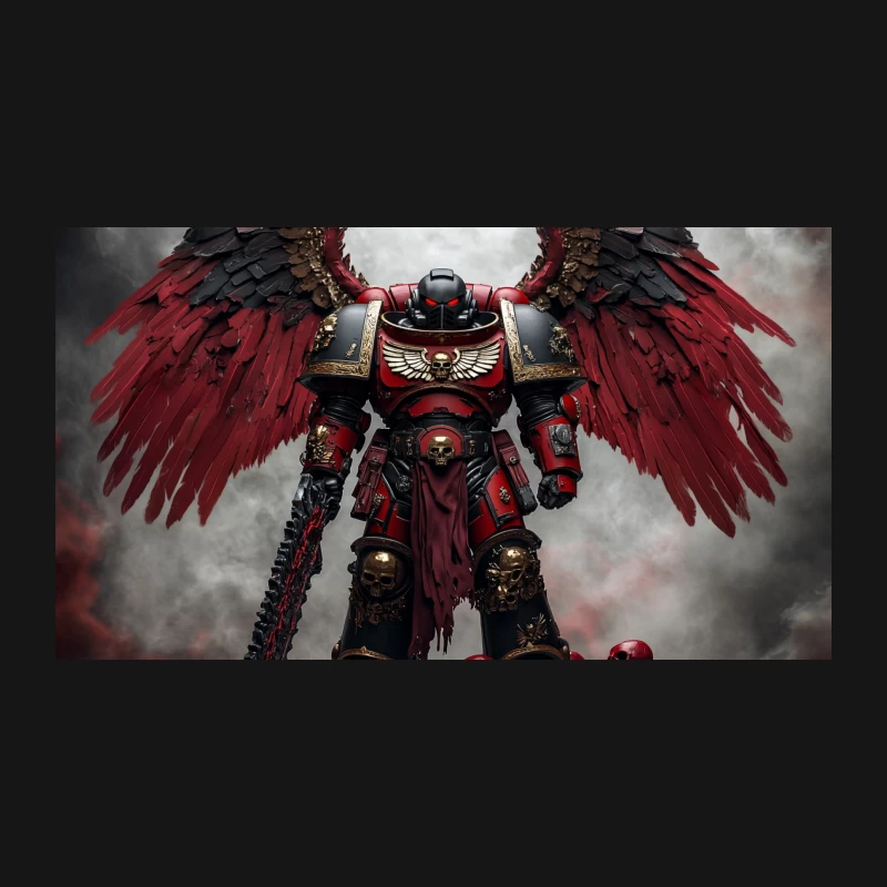 Blood Angel Space Marine: Winged Warrior in Dark Fantasy Realm Desk Mat
