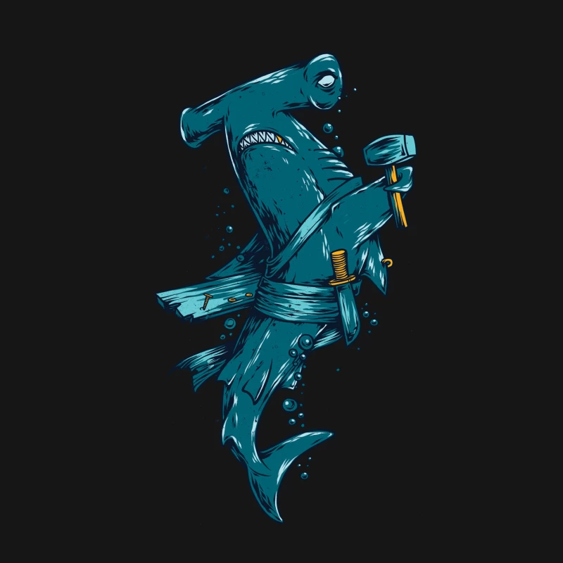Requin marteau pirate avec maillets Homme Manches Longues T-Shirt