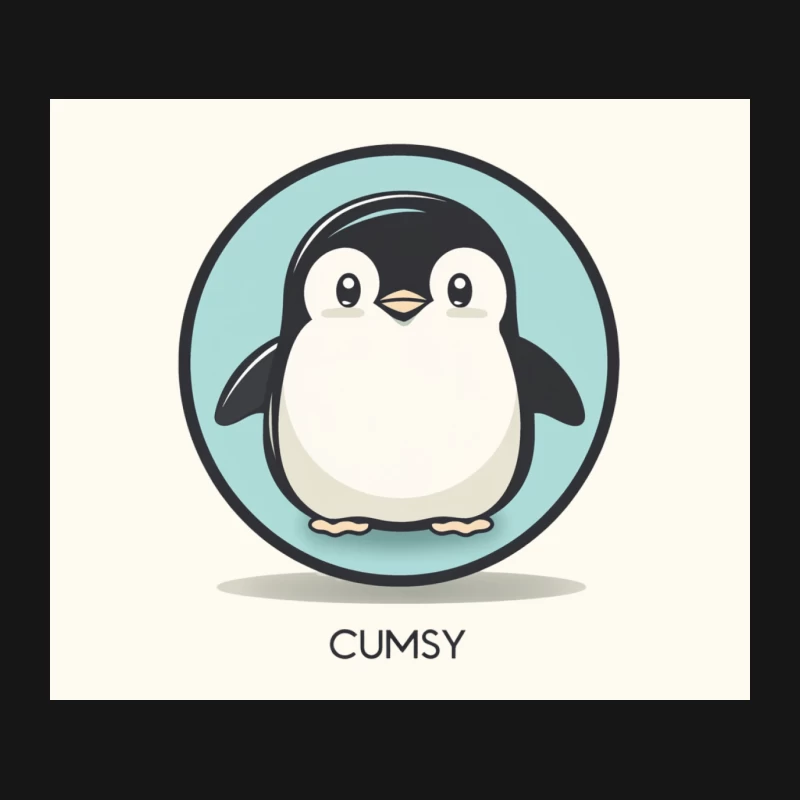 Cute Clumsy Baby Penguin Cartoon Badge Mouse Pad