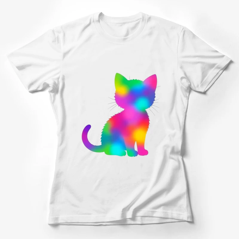 Rainbow Gradient Cat Silhouette Art Female T-Shirt