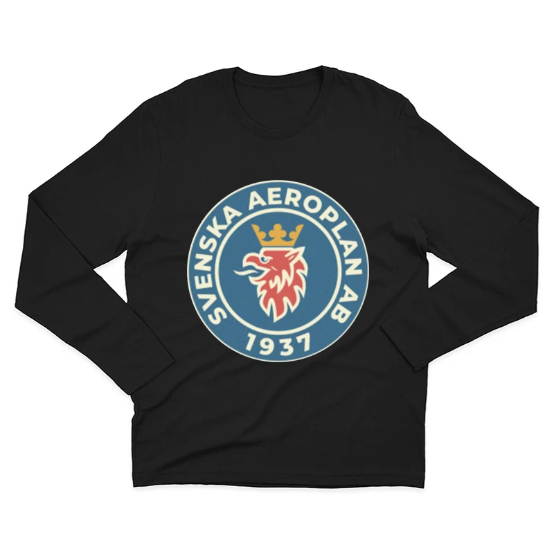 Vintage 1937 Svenska Aeroplan AB (SAAB) Company Logo with Crowned Griffin Male Long Sleeve T-Shirt