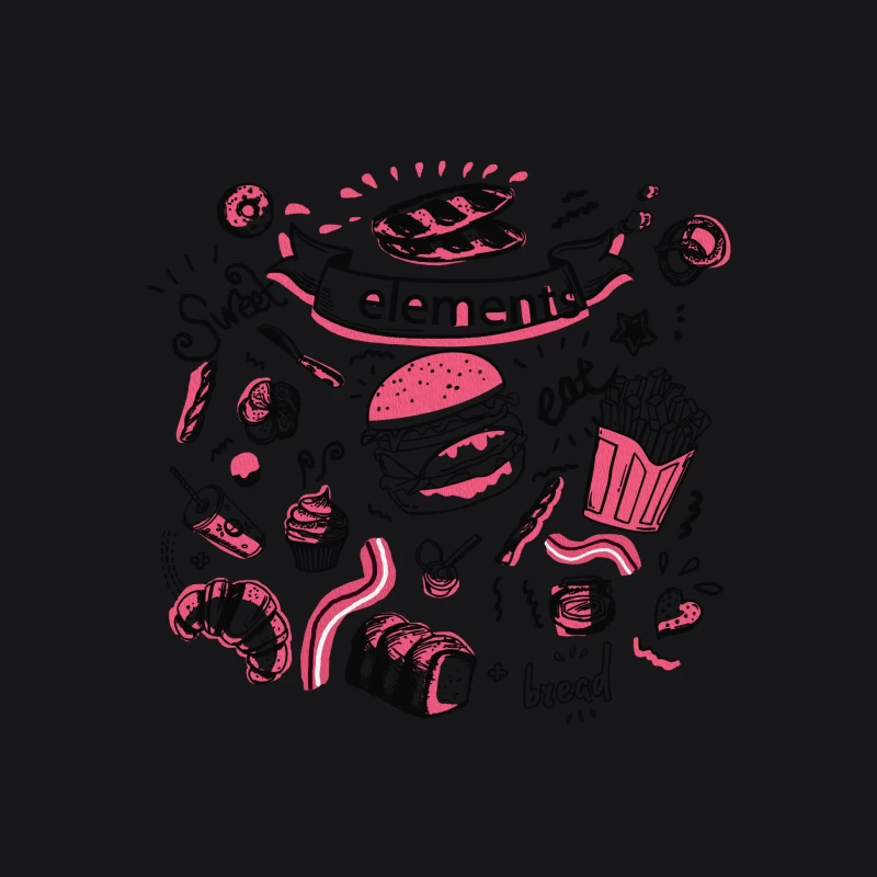 Fast Food und Süßigkeiten Illustration Herren Pullover Hoodie