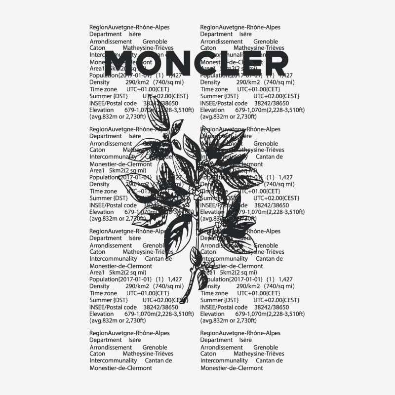 Moncler-Design mit botanischen und textuellen Elementen Herren T-Shirt