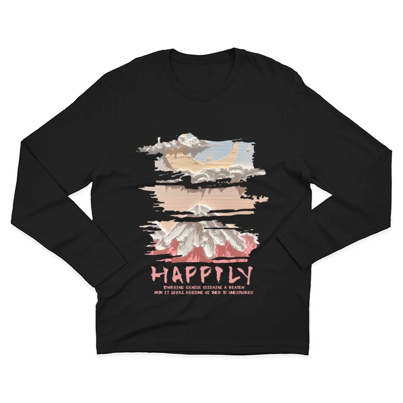 Wolkenberg und Mond Herren Langarm T-Shirt