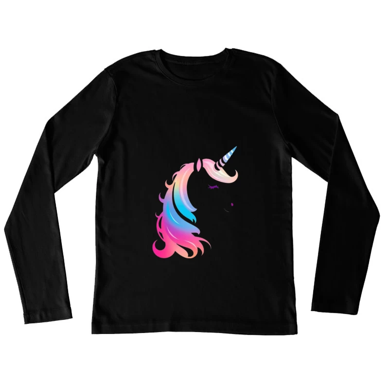 Rainbow Pastel Unicorn Silhouette Female Long Sleeve T-Shirt