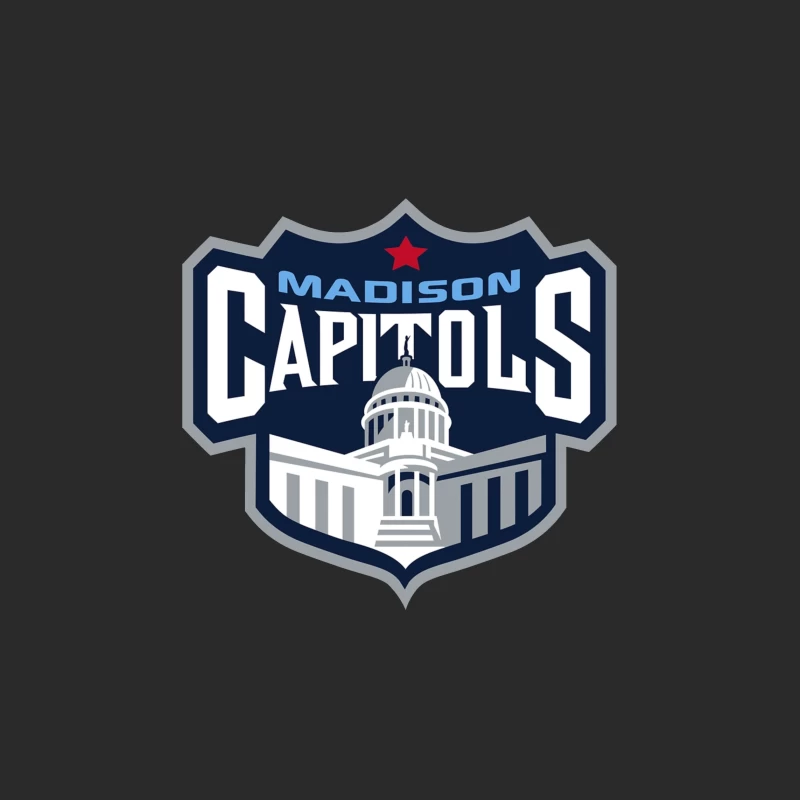 Madison Capitols Hockey Team Logo featuring Wisconsin State Capitol Building Baseball Cap