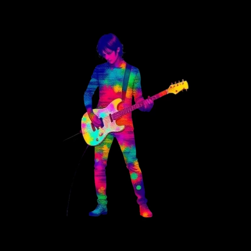 Colorful Musician Playing Electric Guitar Tapestry