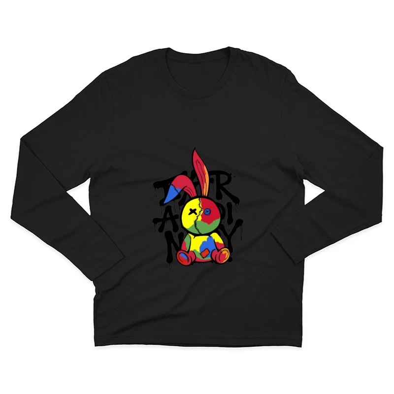Bunten Patchwork-Hasen-Kunst Herren Langarm T-Shirt