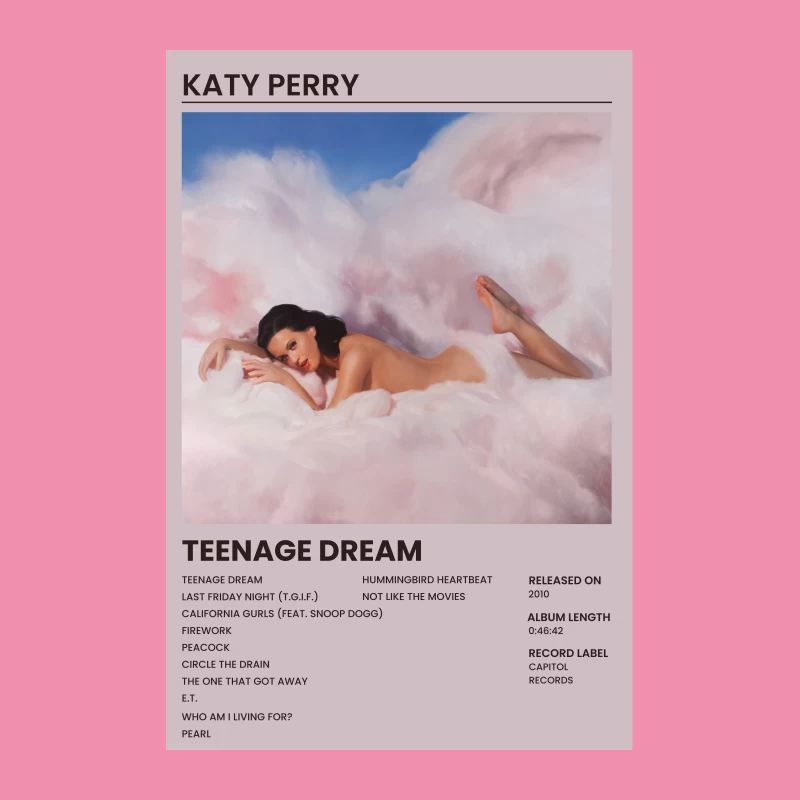 Katy Perry's Iconic Teenage Dream Album Cover Female T-Shirt