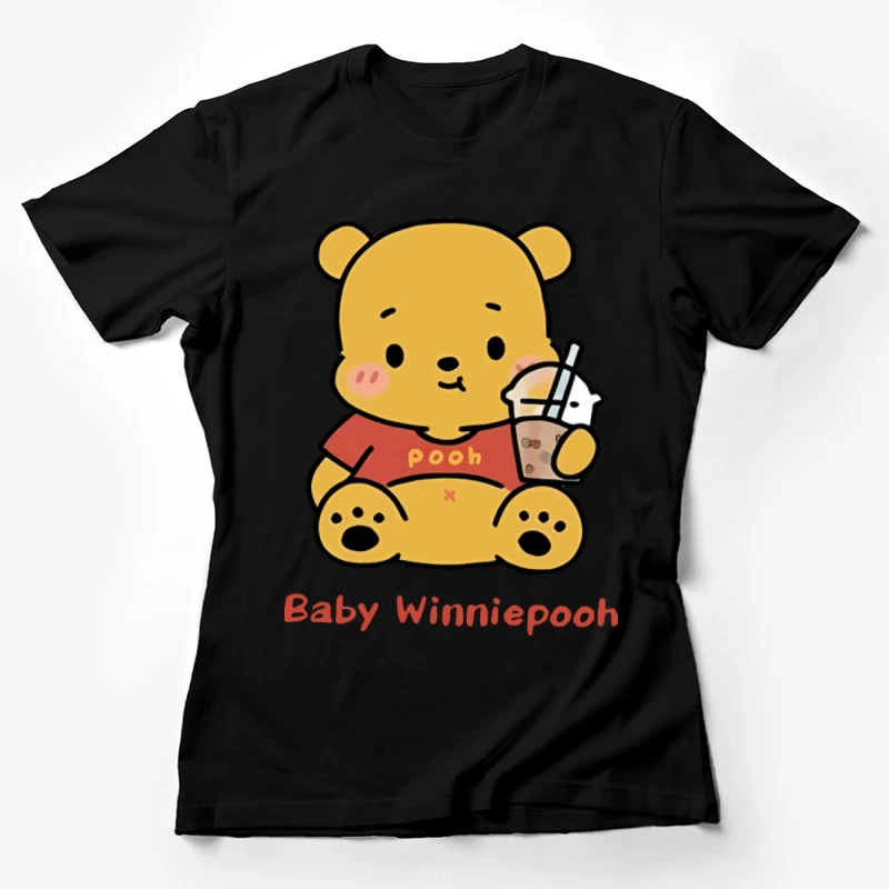 Niedlicher Baby Winnie Pooh mit Getränk Damen T-Shirt