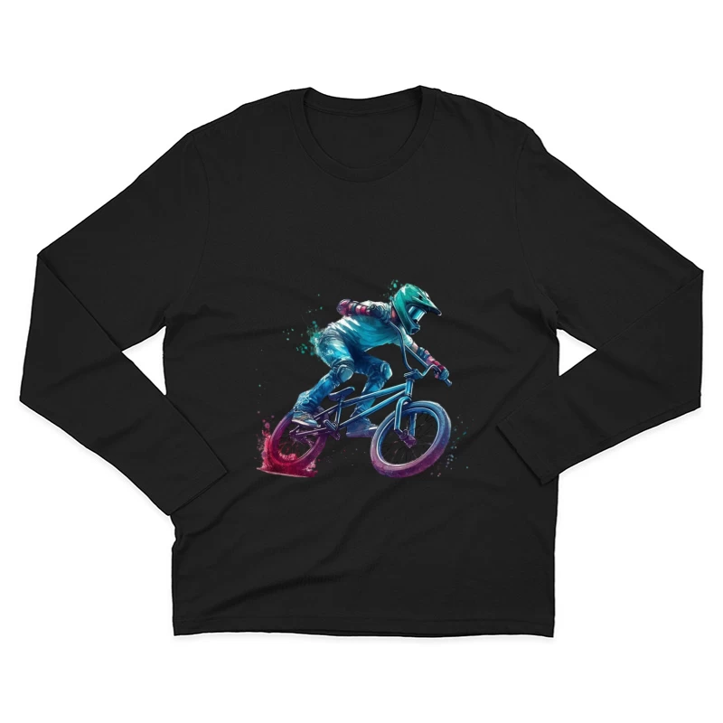 Dynamic BMX Biker in Action Male Long Sleeve T-Shirt