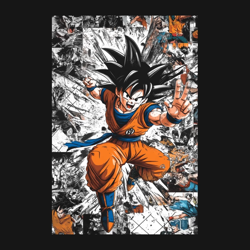 Dynamic Dragon Ball Artwork Featuring Goku in Action Female T-Shirt