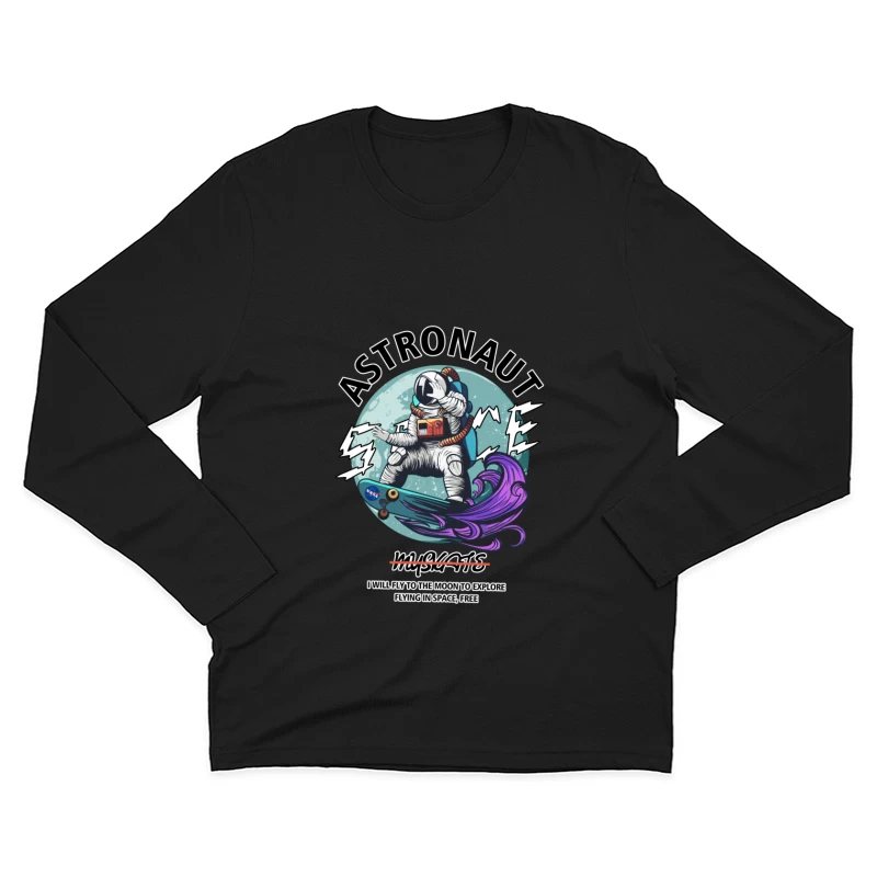 Astronaut auf Skateboard im Weltraum Herren Langarm T-Shirt