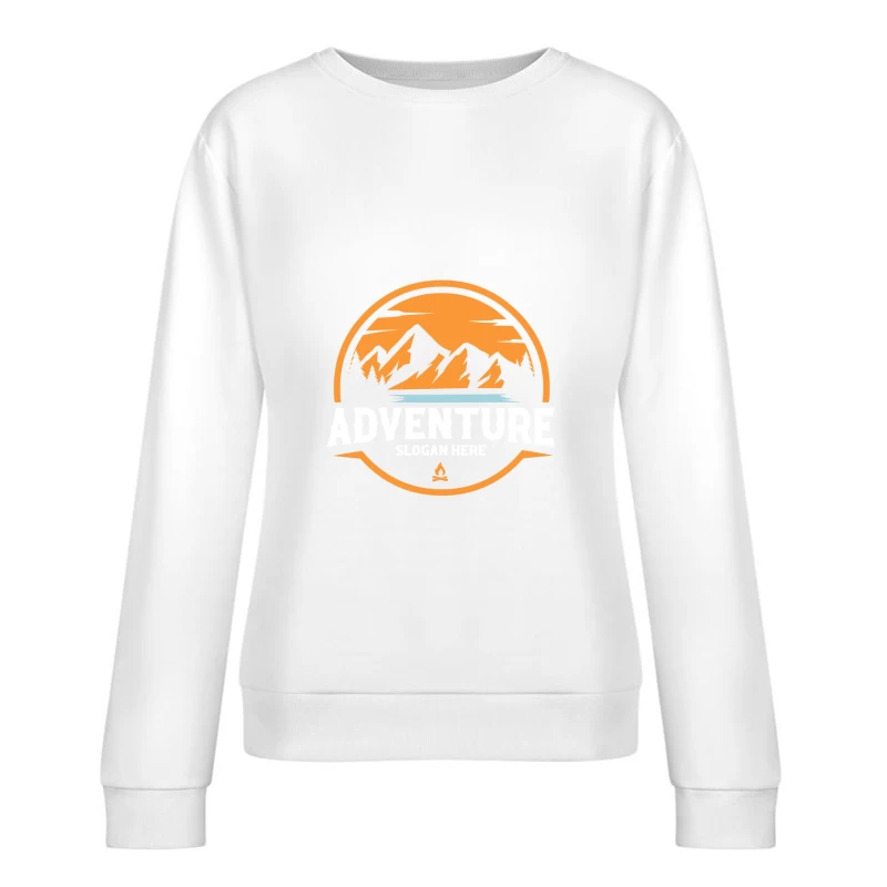 Abenteuerlogo mit Bergen und Sonnenuntergang Damen Pullover Sweatshirt